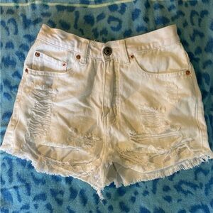 Signature8 Frayed White Jean Shorts